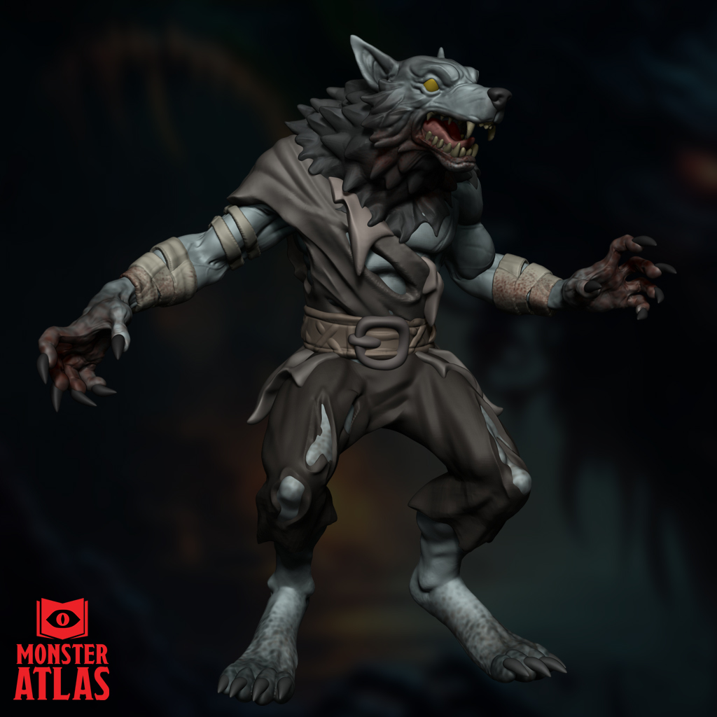 Werewolf Lycanthrope | DnD 5e STL Miniature | 32mm Resin